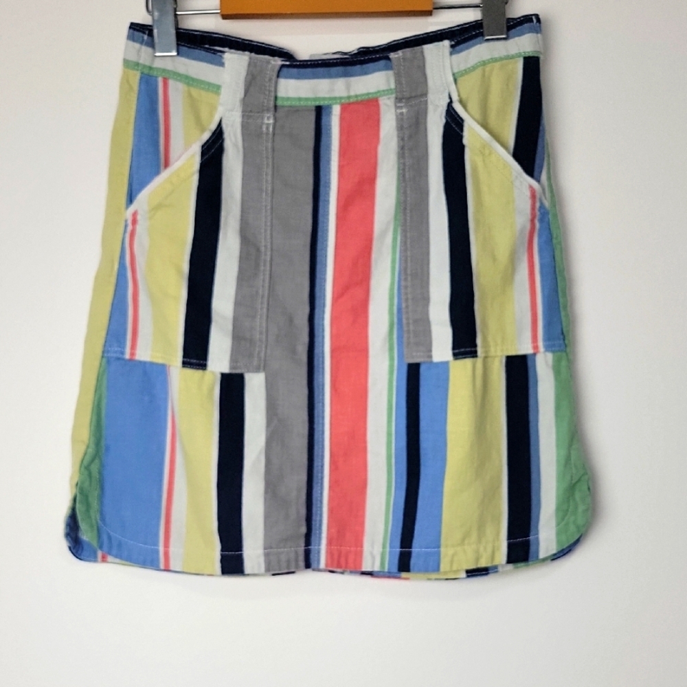 LINEN BLENDWITH VISCOSE NEXT WOMEN'S MINI COLORFUL STRIPED SKIRT